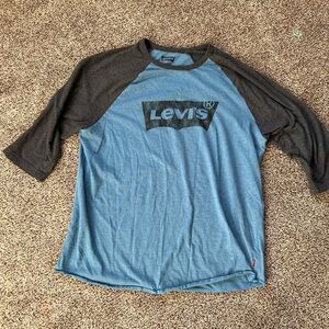 Levi's Men's Blue and Gray Raglan Tee Half Sleeve